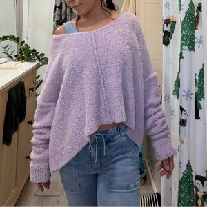 Hazel Moon Cozy Lavender V-Neck Sweater